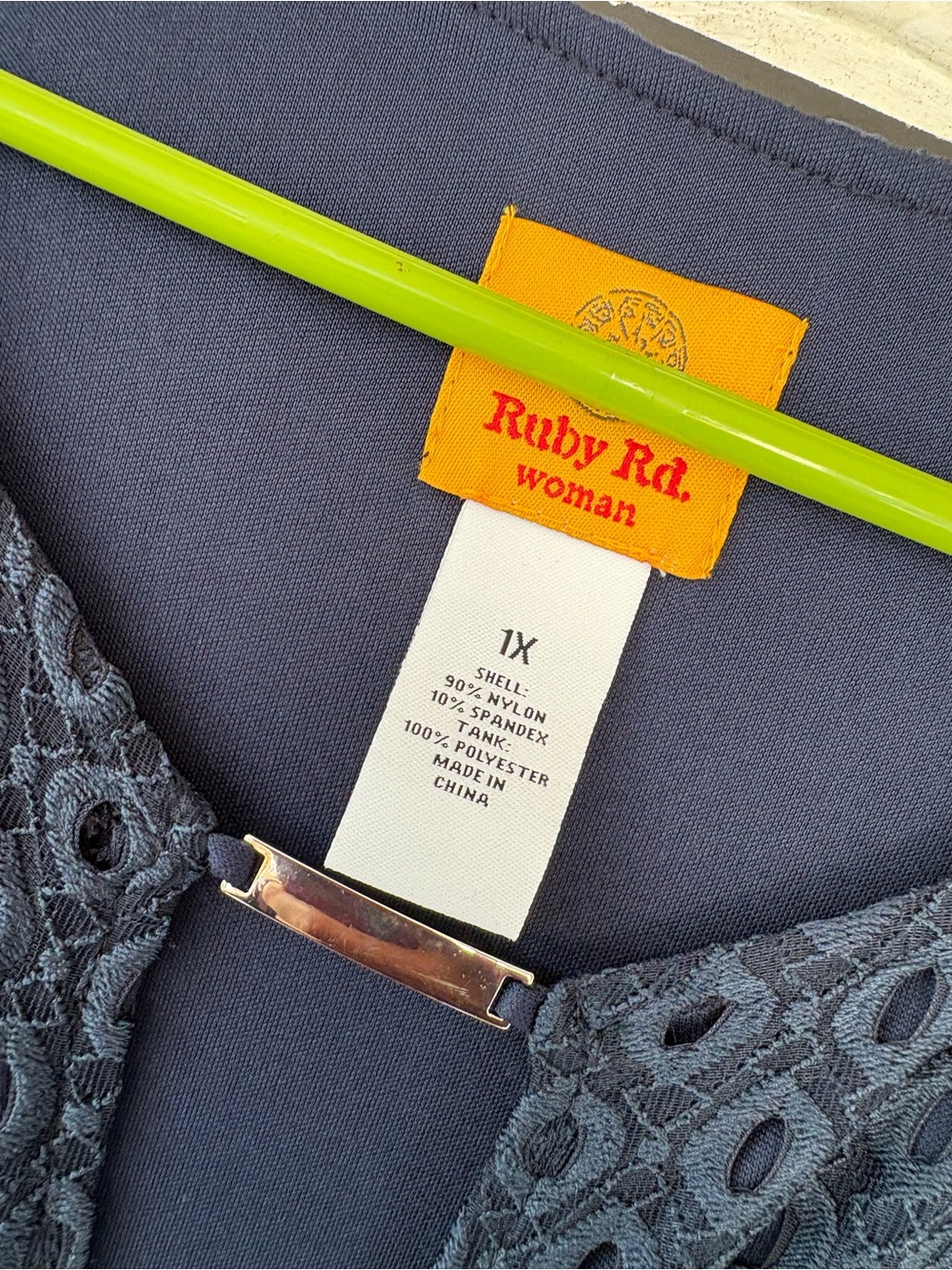 Ruby Rd. Navy Eyelet Tunic Top - Picture 5 of 5